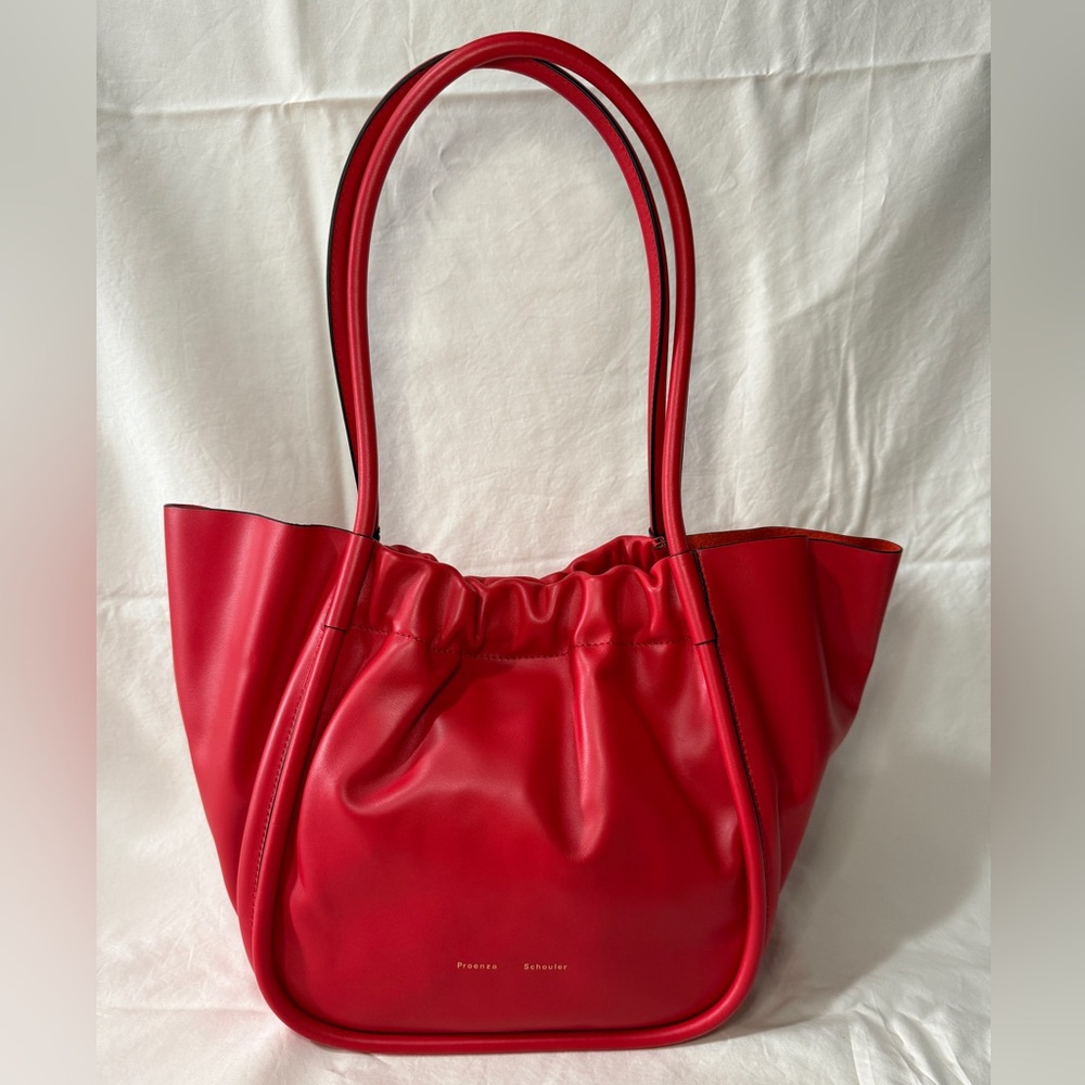 Proenza Schouler Vibrant Red Leather Large Ruched Tote Bag NWT